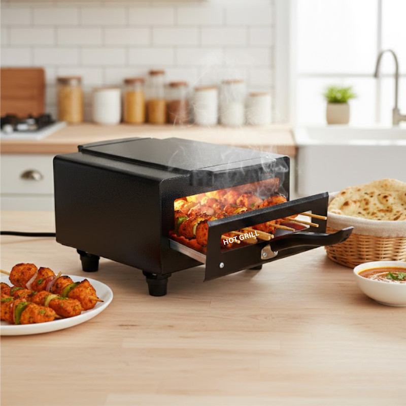 Hot Grill Mini Pizza Oven Electric 10 Inch 1500W for Home and Kitchen Use Pizza Maker(Black)