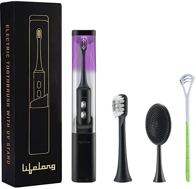 Lifelong Electric Toothbrush with UV sealed Sterilization Electric Toothbrush(Black)