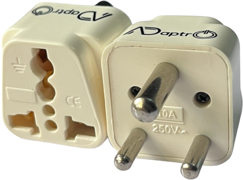 Adaptro Universal Conversion Plug Adapter For (USA, UK, AUS) to Indian Type D Socket 2 Worldwide Adaptor(White)