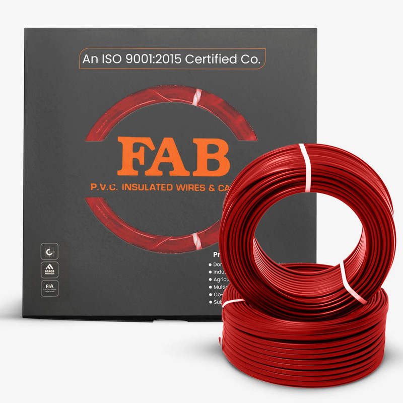 TSR FAB FR PVC, CCA Copper Multi Strand House Fitting Electric Wire Cable 10No. 1 sq/mm Red 90 m Wire(Red)