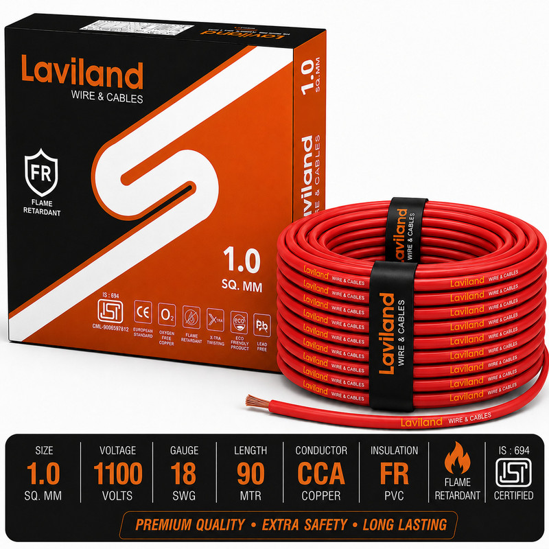 Laviland FR PVC 1 sq/mm Red 90 m Wire(Red)