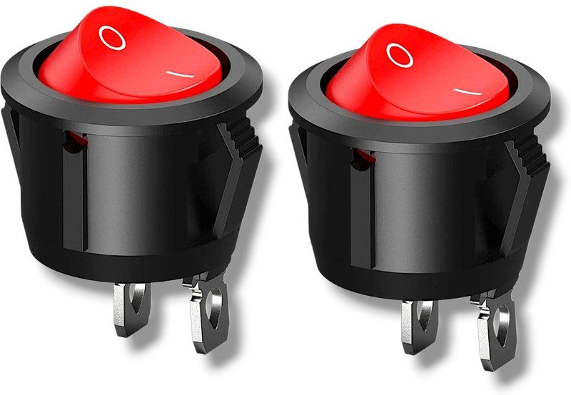 AVISRI (PACK OF 2) Snap‑in Round Power Switch Red Button 6A 250V AC,10A 125V AC Electronic Components Electronic Hobby Kit