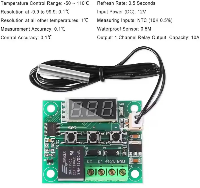 TM&W XH-W1209 Digital Temperature Controller Cabinet Machine Box Heating and Cooling Multipurpose Controller