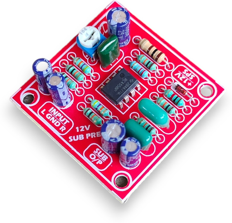 High Tech SUBWOOFER PRE-AMP Board,12V-DC Bass Gain Adjustable Preset Suitable Car-Auto-Van Electronic Components Electronic Hobby Kit
