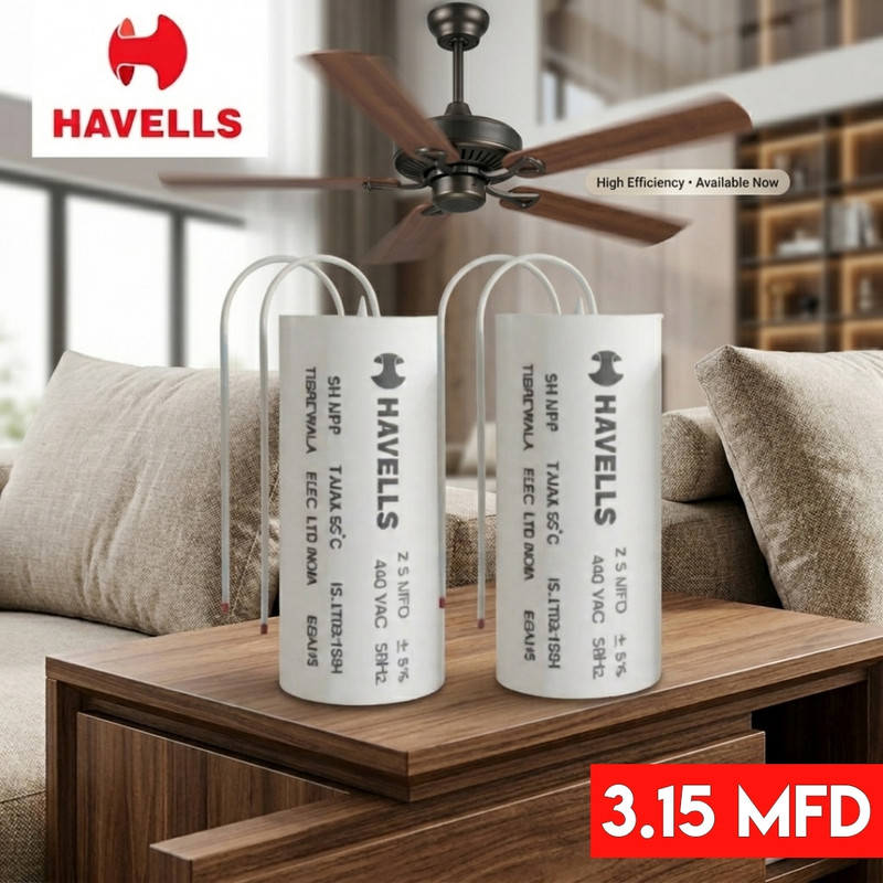 HAVELLS 3.15 MFD Capacitor for All Ceiling Fans Pack 2 Power Supply Electronic Hobby Kit