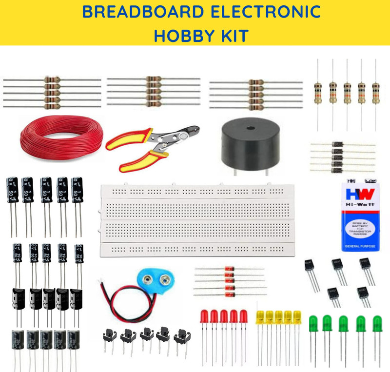 Ansoz Breadboard Package or Breadboard, Capacitor, Resistor, LED, Switch Etc(Comes in a Box) Educational Electronic Hobby Kit
