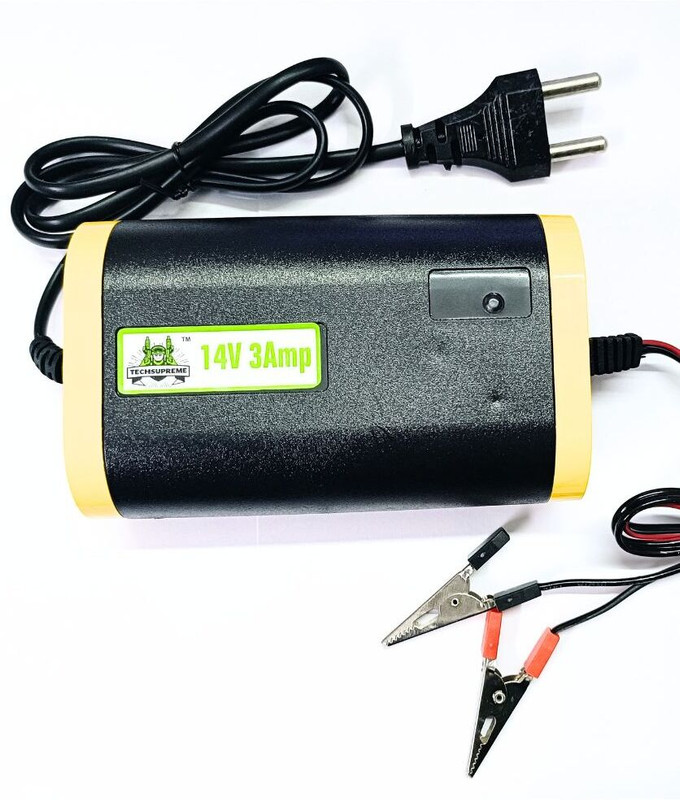 TechSupreme 12 volt 3Amp Battery charger automatic A8 Worldwide Adaptor(Black)