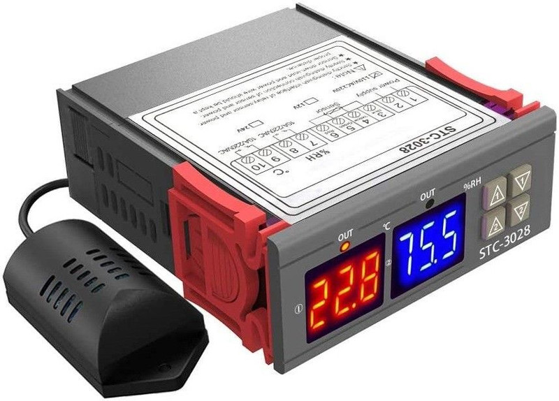 Real Instruments STC-3028 AC 220V Digital Thermostat 10A Temperature Humidity Incubator/Poultry Temperature Sensor and Controller Electronic Hobby Kit