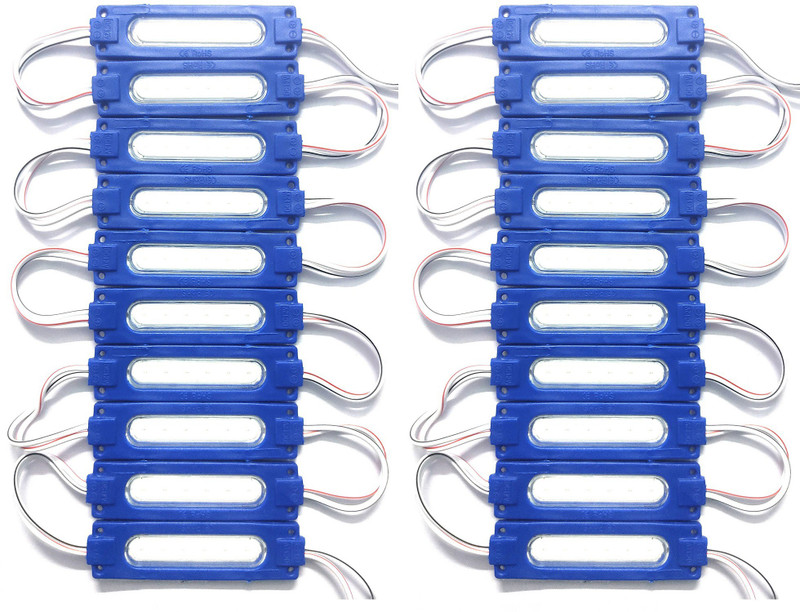 Steko 20-Pieces BLUE 2Watt DC 12V Capsule Shape LED Module Light Interior Light Motorbike LED (12 V, 2 W)(Universal For Car, Pack of 20)