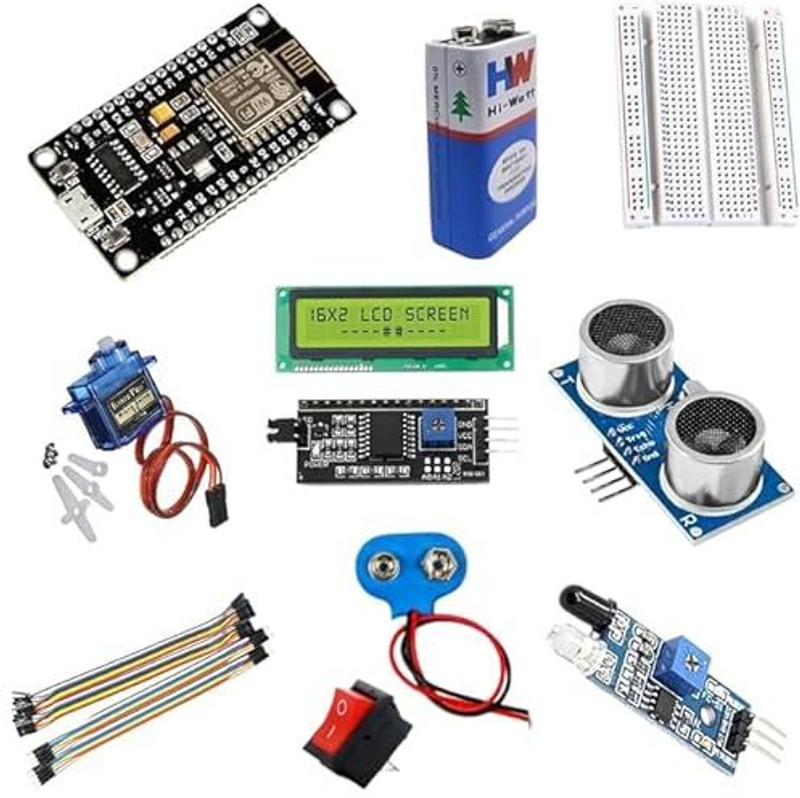 Testin Electronics DIY NodeMCU Robotics Kit with LCD IR Sensor HC-SR04 Servo Breadboard Educational Electronic Hobby Kit