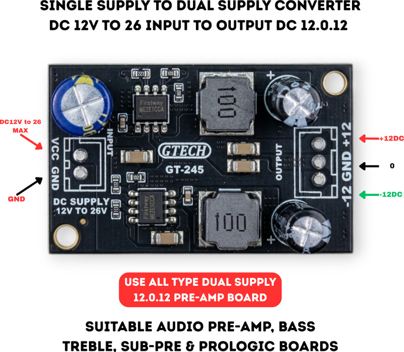 gtech Dual Supply Converter,DC 12Vto26V(12-0-12 Output DC 2AMP)Use For 12-0-12,Pre-Amp Electronic Components Electronic Hobby Kit