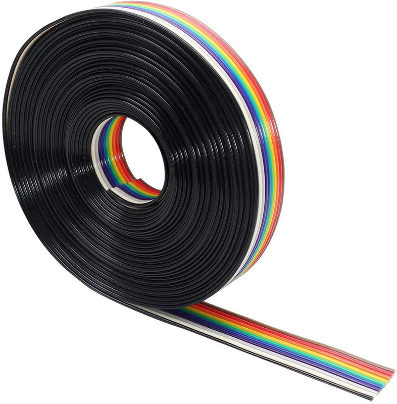 Imaashi 10-Core Rainbow Ribbon Flat Cable – Flexible, Color-Coded Wire (5 Meter) Fiber Optic Electronic Hobby Kit
