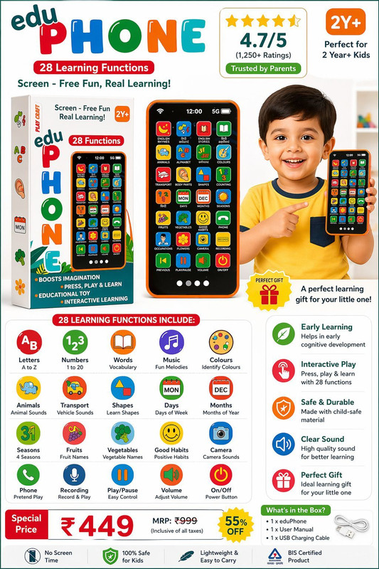 Anushree Mart Edu Phone 28 Smart Learning Toy Educational Electronic Hobby Kit