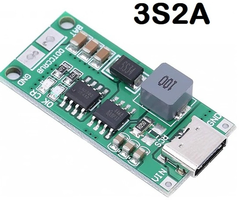 3REE 3S-2A |18650 Polymer Lithium Ion Charger Type C to 3S 12.6V 2A Booster Module Electronic Components Electronic Hobby Kit