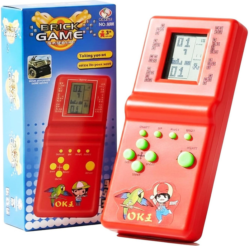 DISILA TRADERS Hand-Held Brick Video Game with 9999 for Kids (Random Color – Pack of 1) Display Lights Electronic Hobby Kit