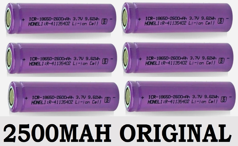 SG Flash PACK OF 6 18650 Li-ion Rechargeable 2500mAh Lithium 42 GRAMS EACH Alternative Energy Electronic Hobby Kit