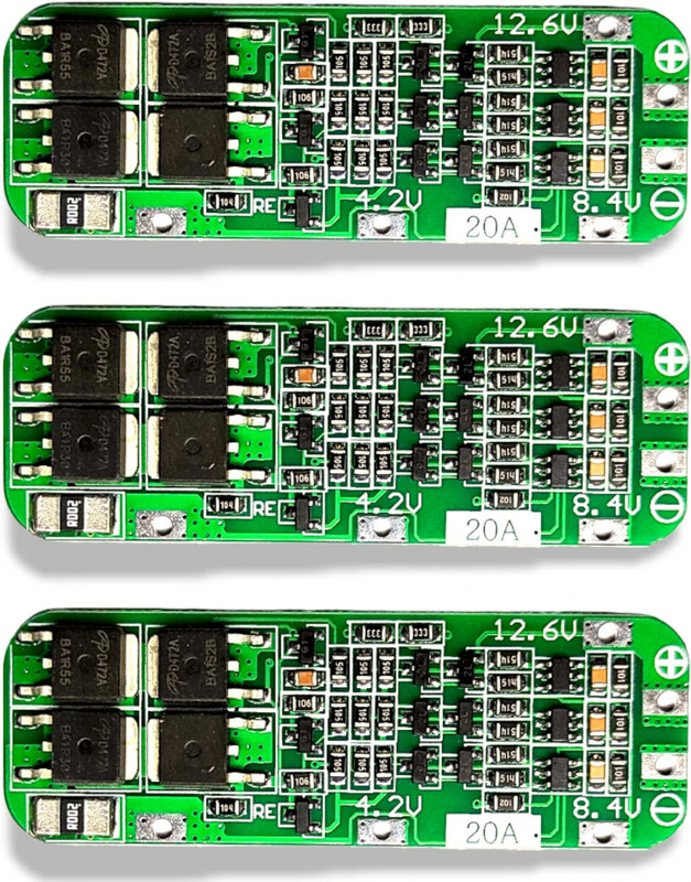 Universal Hub 3PCS 3S 20AMP CELL BMS 18650 Lithium Battery Protection Board (3S, 20A, 12.6V) Electronic Components Electronic Hobby Kit