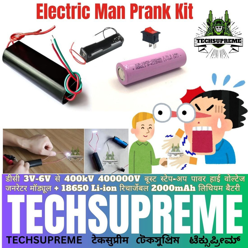TechSupreme DC 3.7-7.4V To 400KV High Voltage Generator Electric Man Prank Kit A9 Electronic Components Electronic Hobby Kit