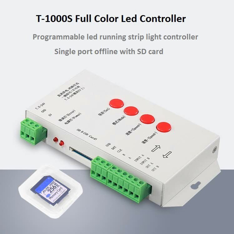BALRAMA T-1000S DC5-24v Programmable Pixel Controller RGB LED Strip Light with SD Card(Mullti Color)