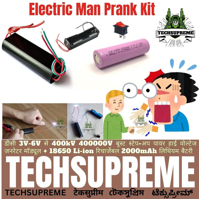 TechSupreme DC 3.7-7.4V To 400KV High Voltage Generator Electric Man Prank Kit A1 Electronic Components Electronic Hobby Kit