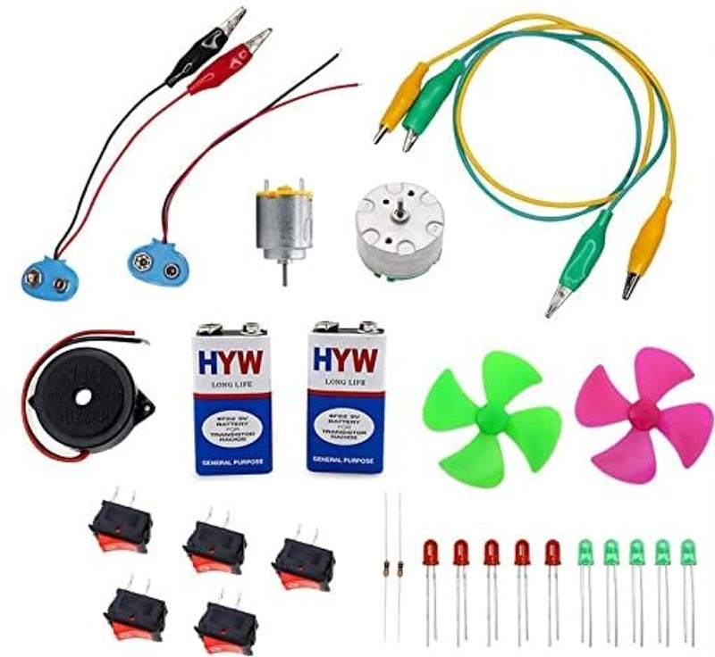 SP Electron Motor, battery, switch, alligator clip, buzzer 28pcs Mini Starter kit Educational Electronic Hobby Kit