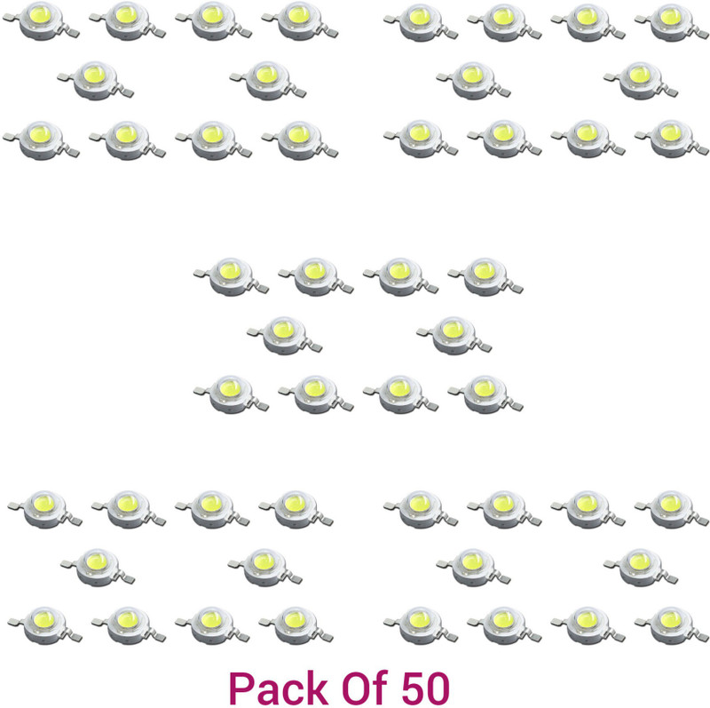 Illuminator Pack of 50 - 3W High Power SMD LED Chip white Light Electronic Hobby Kit