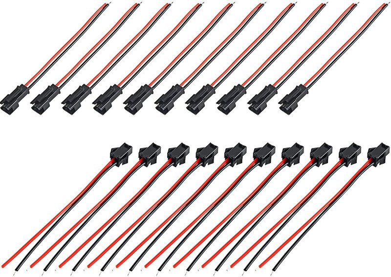 Universal Hub 22 AWG JST SM 2 Pin Plug Male&Female Connector Adapter for LED Light(PAIR OF 10) Electronic Components Electronic Hobby Kit