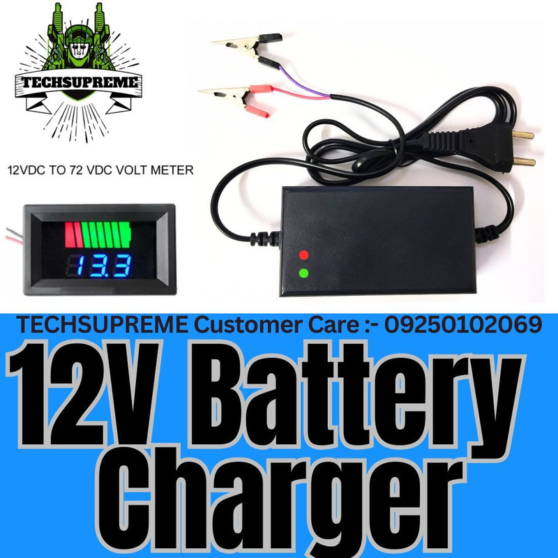 TechSupreme 12volt 2 A Bike Car Battery Charger & 12 V Battery Charger Meter Electronic Components Electronic Hobby Kit
