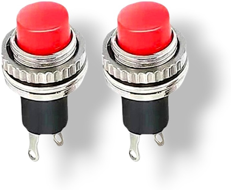 AVISRI 2Pcs Red Plastic Head Push Button Switch for Alarm System & Power Control Electronic Components Electronic Hobby Kit