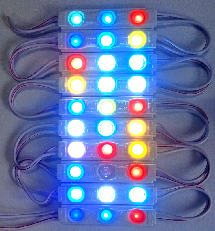 Steko 10 Pieces 3 LED OPTICAL DC 12 Volt Multicolor Auto Flashing LED Module Interior Light Car LED (12 V, 1.5 W)(Universal For Car, Pack of 10)