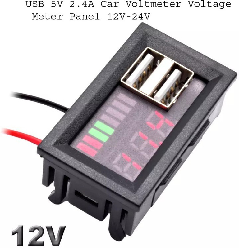 electrolight USB 5V 2.4A Car Voltage Meter Li-ion, Lead acid ,Lithium Battery Tester. Meter Electronic Hobby Kit