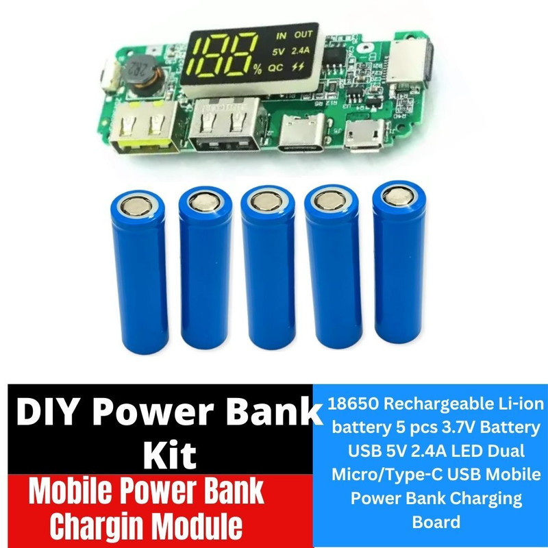 Spire DIY POWER BANK MODULE KIT Charging Module Dual USB 5V 2.4A Type-C 2000 mAh 1B Electronic Components Electronic Hobby Kit