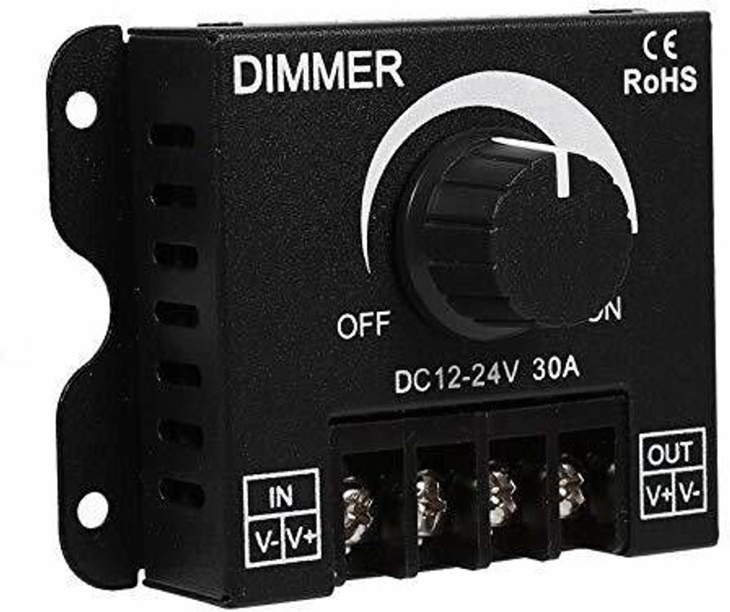GoodsBazaar DC 12V 24V 30A 360W 720W LED Switch Dimmer Controller for Led Strip Single Color 30 A Step Dimmer(Black)