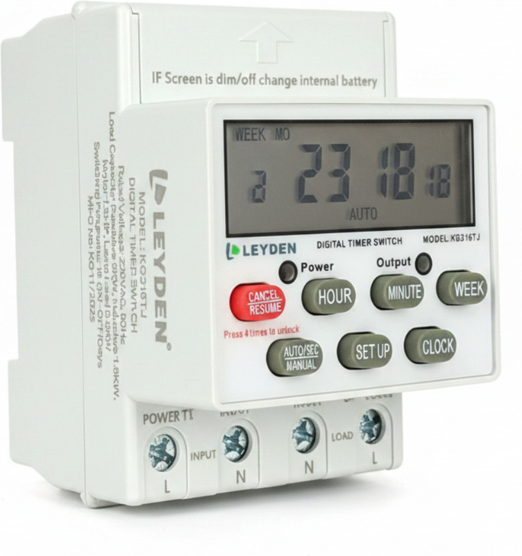 Leyden KG316TJ, 30A, 220VAC, 16 On/Off Program, ON-Off Delay & Cyclic Timer Switch Programmable Electronic Timer Switch(White)