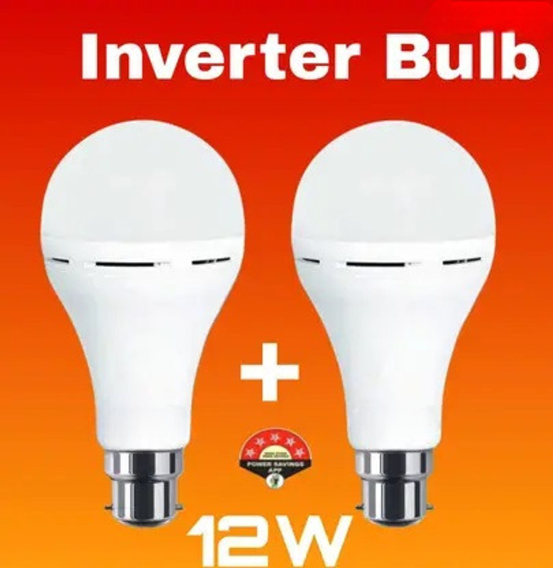 Gold Nation 12W Charging emergency bulb pack of 2 Bulb Emergency Light 8 hrs Bulb 8 hrs Bulb Emergency Light(White)