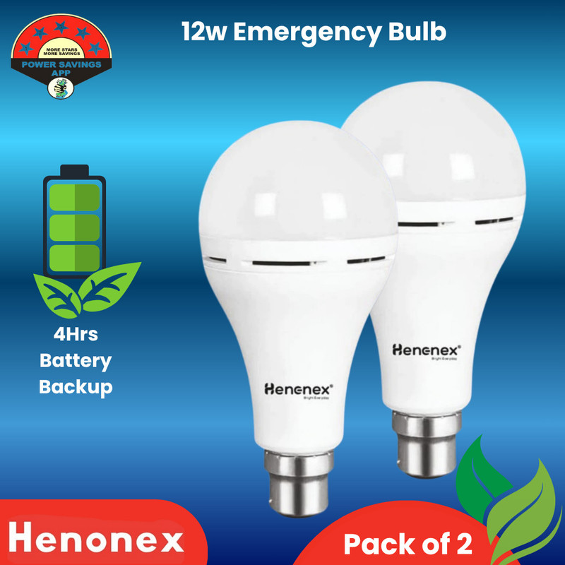 Henonex Pack of 2 Long Backup Emergency Lights for Daily Use 4 hrs Bulb Emergency Light(White)
