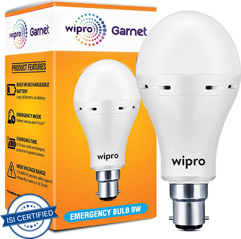 Wipro Garnet 9W Inverter LED, (Pack of 1) 4 hrs Bulb Emergency Light(White)