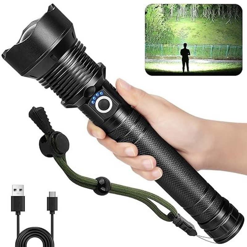 Zeno volt 375 Led Flashlights with 5 Modes &Waterproof Flash Light Camping 12 hrs Lantern Emergency Light(Black)