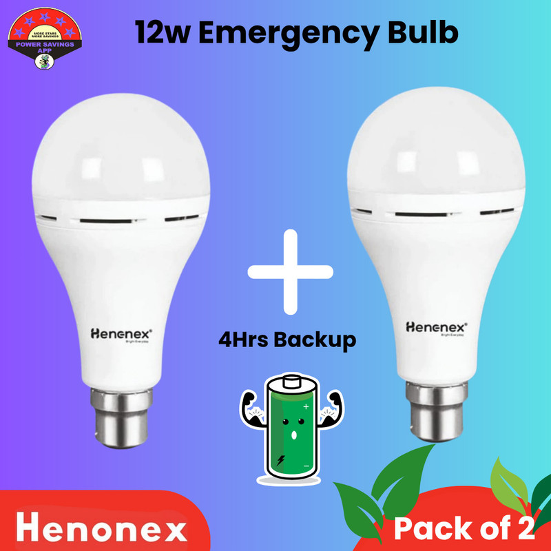 Henonex Emergency Light Bulb Pack of 3 | Rechargeable Power Cut Backup Bulb 4 hrs Bulb Emergency Light(White)