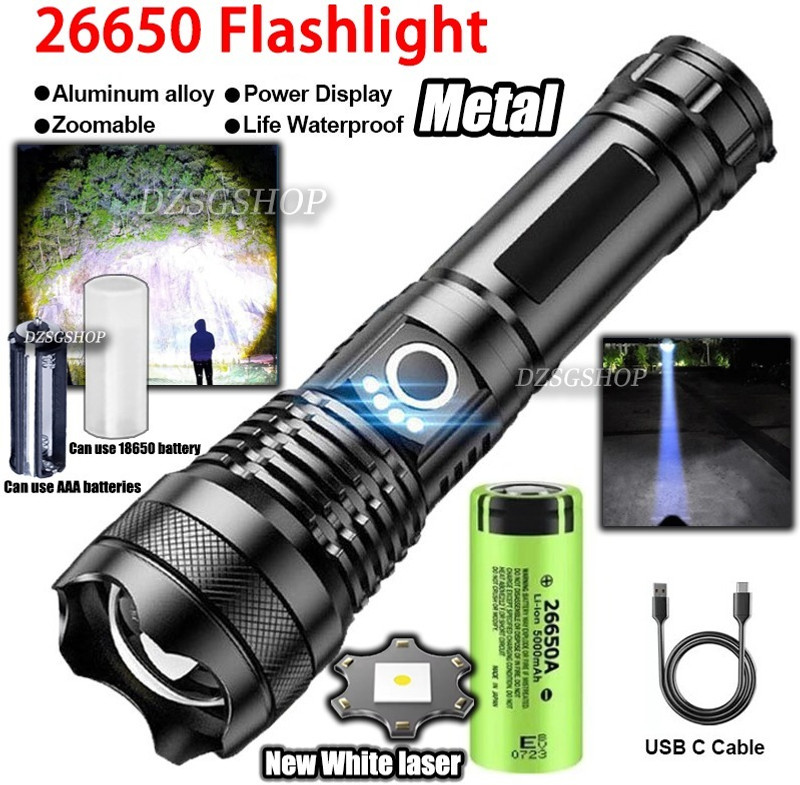 Zeno volt Bright Flashlights High Lumens, Rechargeable Flashlights, 5 Mode LED Torch 8 hrs Torch Emergency Light(Black)