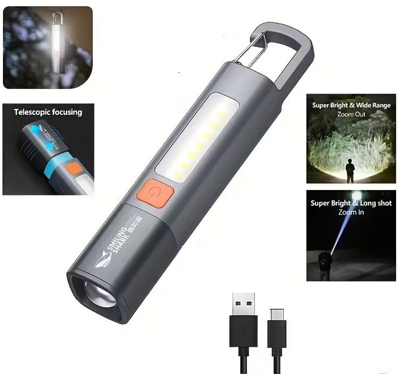 SUNNIFA LED Rechargeable Portable Torch LED Work Light 4 hrs Torch Emergency Light(Grey)