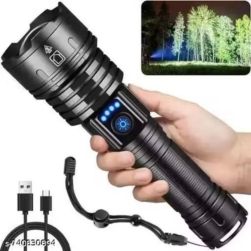CRENTILA CB-983 High Power Torch Zoom & Wide Beam for Camping, Trekking & Outdoor 10 hrs Torch Emergency Light(Black)