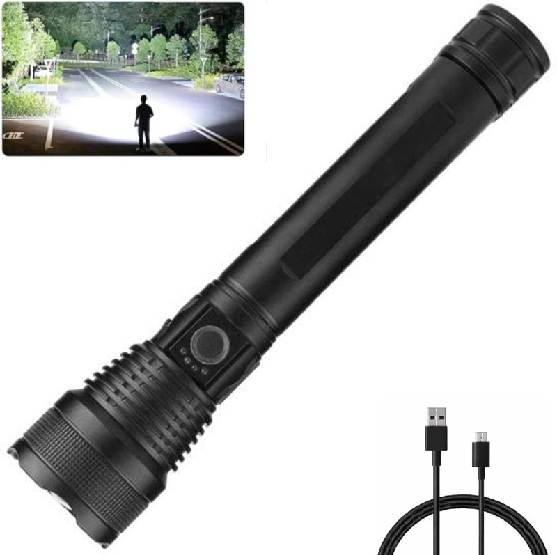 HYMASA KZ-982 Powerful LED Torch with Long Distance Beam & Durable Build 12 hrs Torch Emergency Light(Black)