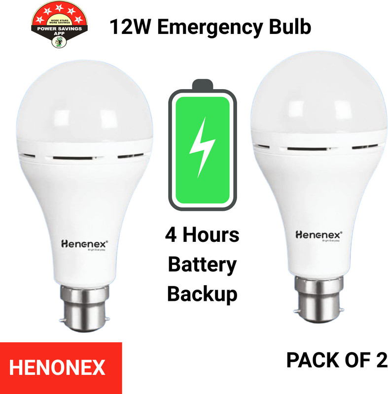 Henonex Emergency Light Bulb Pack of 3 | Rechargeable Power Cut Backup Bulb 4 hrs Bulb Emergency Light(White)