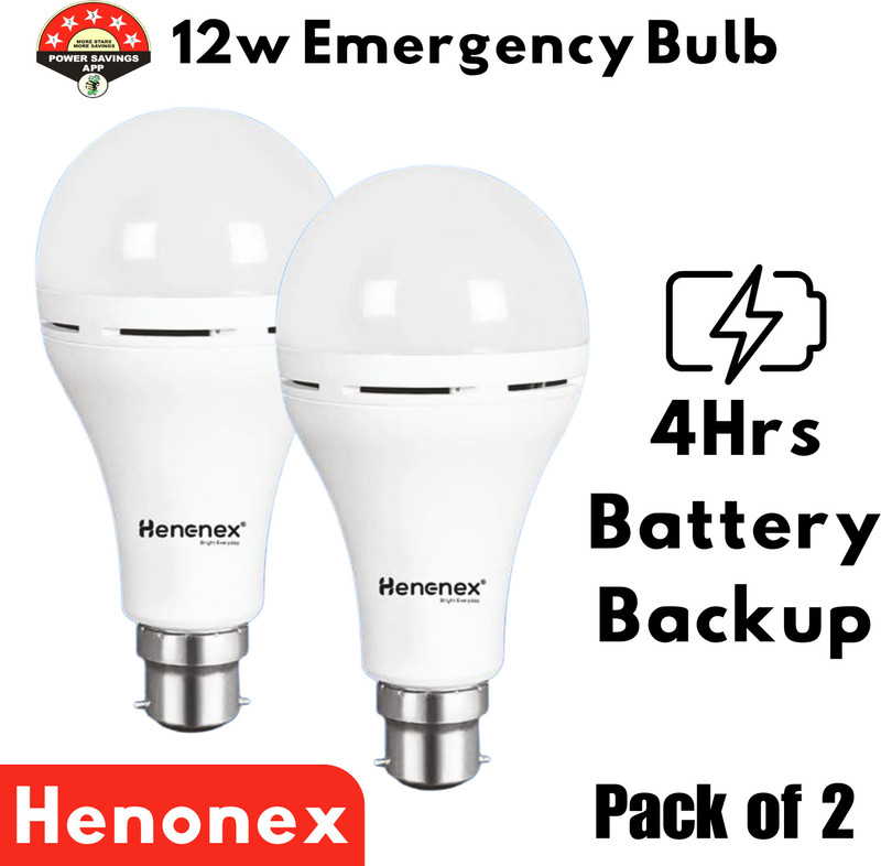 Henonex Emergency Light Bulb Pack of 3 | Rechargeable Power Cut Backup Bulb 4 hrs Bulb Emergency Light(White)