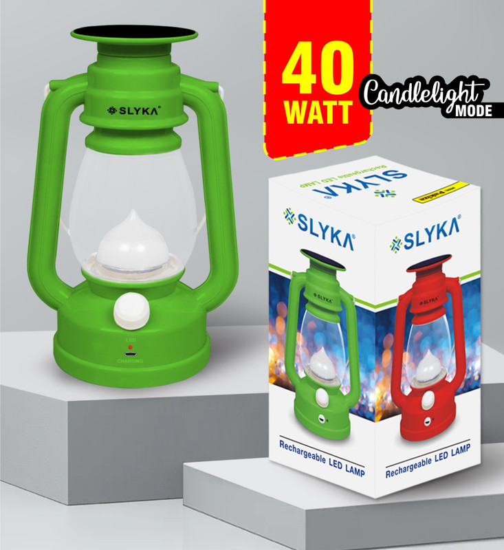 SLYKA 40 Watt Rechargeable 2 in 1 Night Lamp + Table Lantern Portable Light Table Lamp(23 cm, Green)