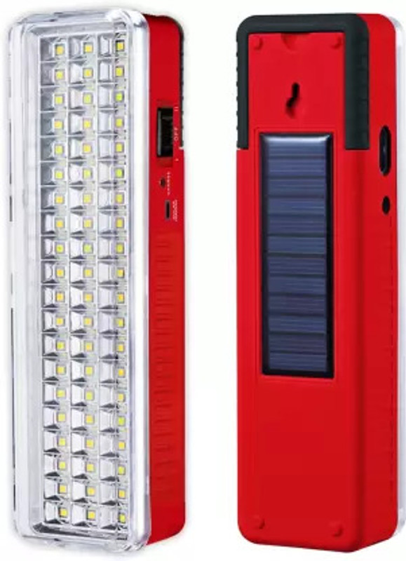 AKR High Quality Rechargeable 60 Led High Bright Light With Solar Charging 6 hrs Lantern Emergency Light(Red)