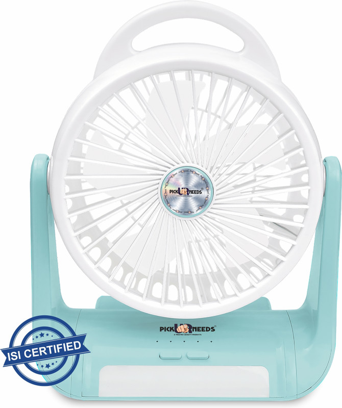 Daily Needs Shop Rechargeable Table Fan With LED Light 3000mAh Battery 5 Blade 4 hrs Lantern Emergency Light(W3)