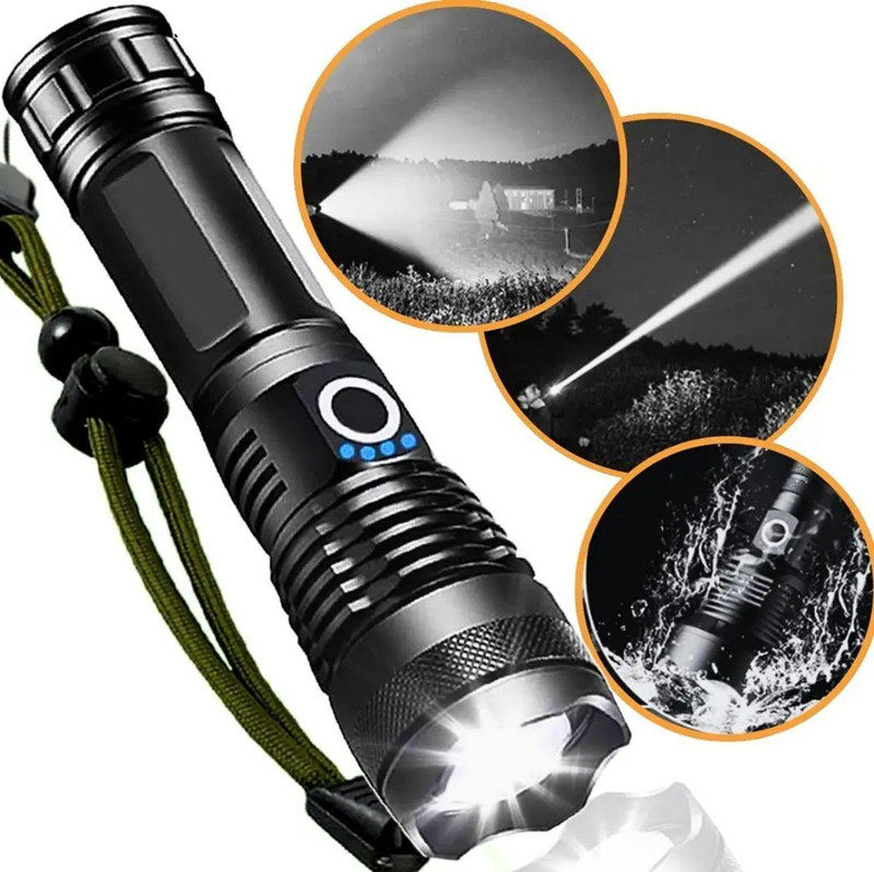 HYMASA M983 High Power Zoomable Rechargeable Torch Light Aluminium Body 10 hrs Torch Emergency Light(Black)