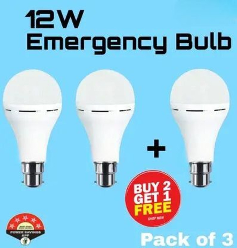 Gold Nation 12W Charging emergency bulb pack of 2 Bulb Emergency Light 8 hrs Bulb 8 hrs Bulb Emergency Light(White)